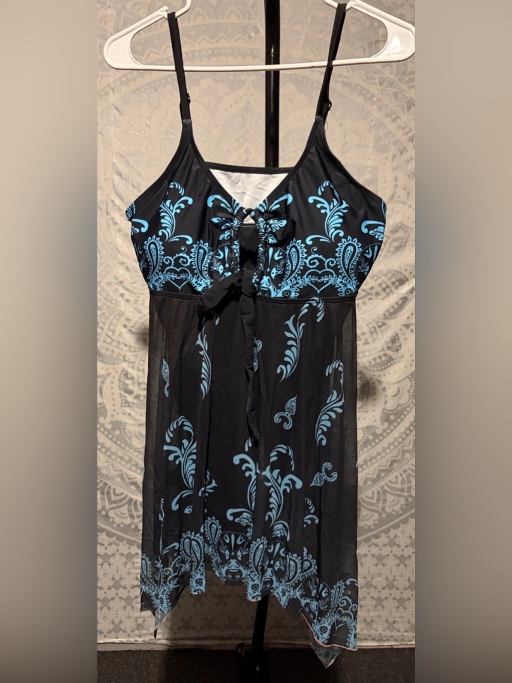 Black & Blue Paisley Tankini Swimdress | Size 2XL | NWOT